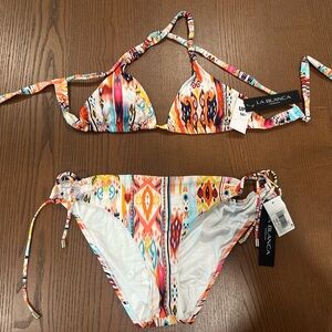 👙NWT La Blanca Bikini, sz 12, ties and beaded detail